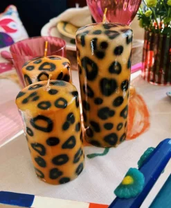 Kaars Large Leopard Print Pillar Candle Bruin^Anna+nina Best