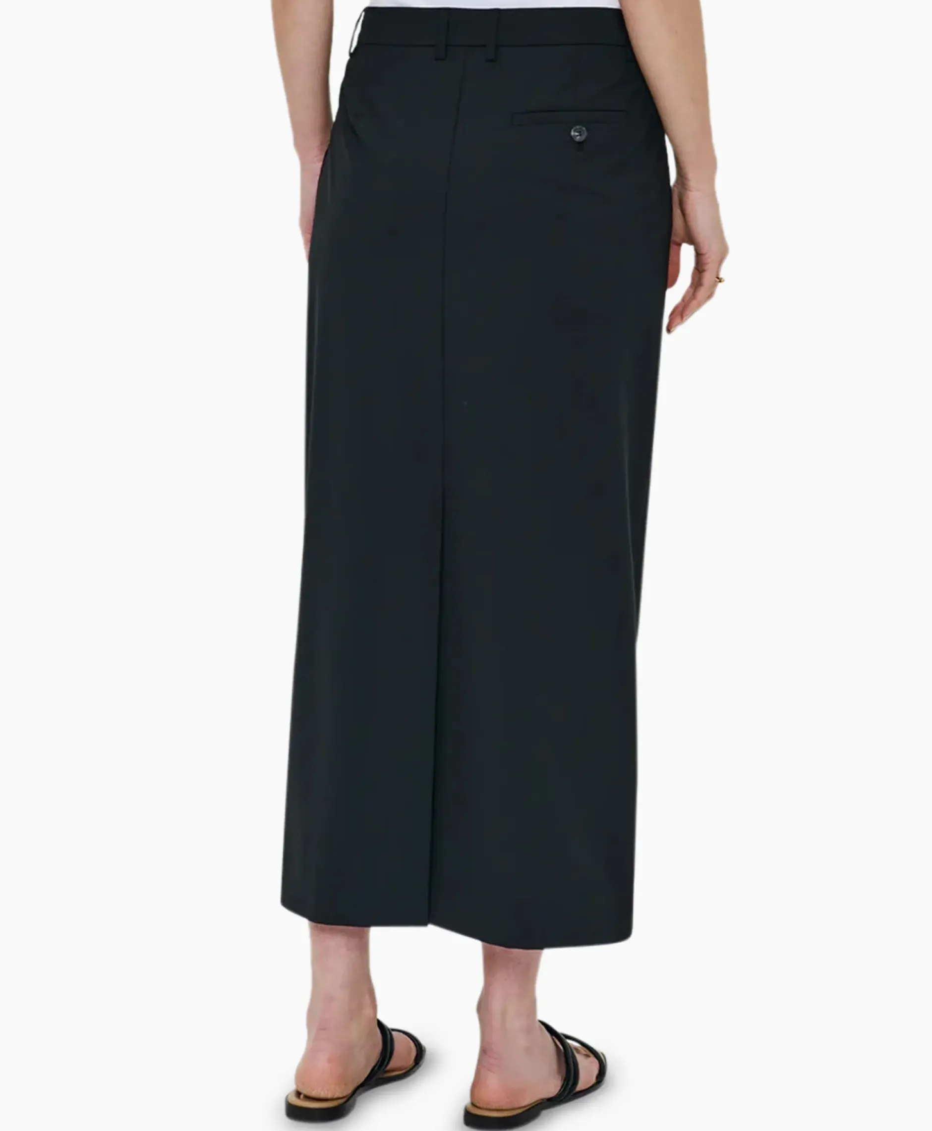 Midi Rok Tropical Wool Straight Zwart^Zenggi Hot