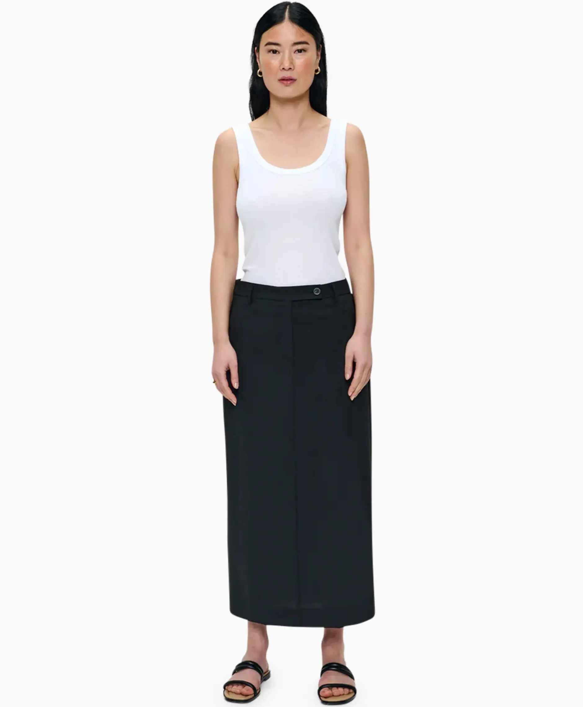 Midi Rok Tropical Wool Straight Zwart^Zenggi Hot